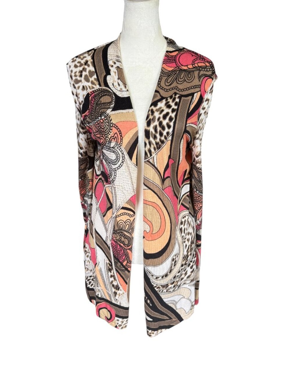 Chico's multicolored patterned long sleeve open cardigan soft stretchy size 0